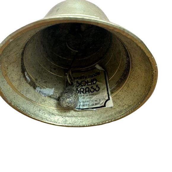 Antique Solid Brass Fleur de Lis Bell Made In Korea Mid Century Dinner Bell - Picture 6 of 7